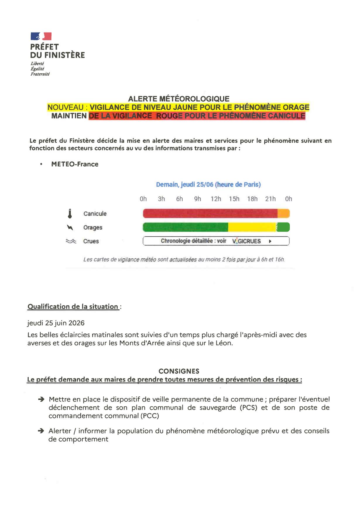 Vigilance rouge canicule et vigilance jaune orage